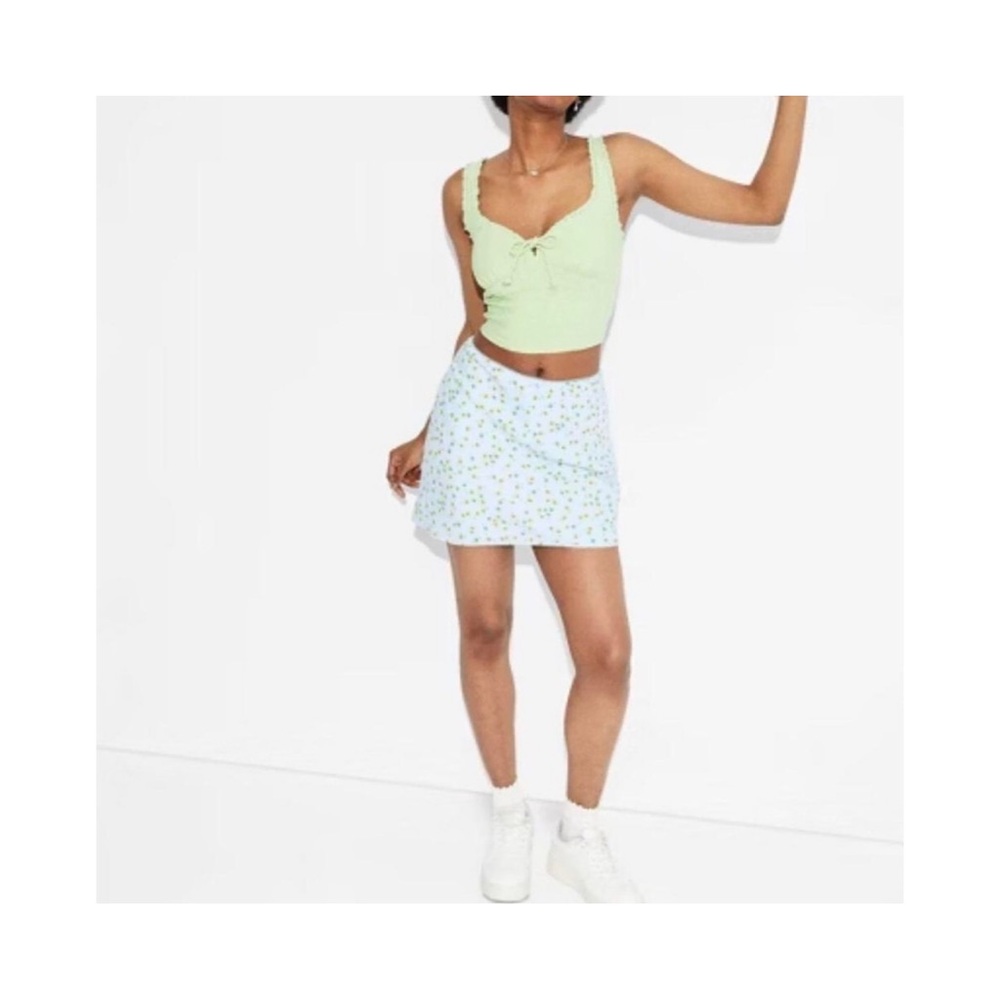 Wild Fable A Line Mini Floral Skirt  (Light Blue - XXS)